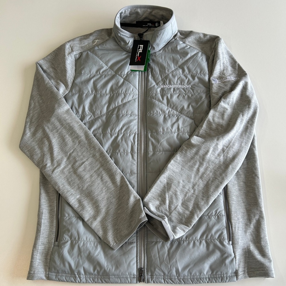 RLX Ralph Lauren Mens Hybrid Quilted Jacket Gray MGM Resorts Logo Large NWT